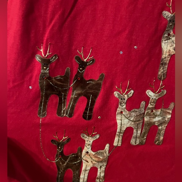 SOLD Sz L Christmas Long Red PJ Nightgown Santa Claus & Reindeer - Picture 4 of 10